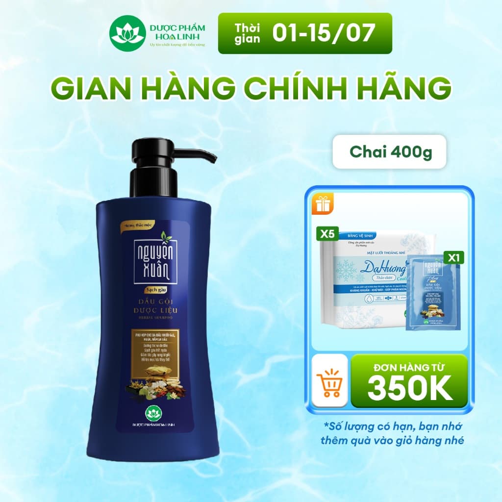 Dầu gội Dược liệu Nguyên Xuân Sạch Gàu 365g - Tặng thêm 35g giá không đổi