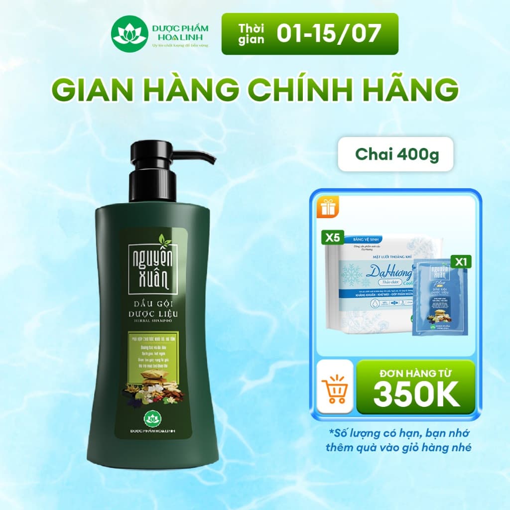 Dầu Gội Dược Liệu Nguyên Xuân Xanh Dưỡng Tóc 365g KM 35g - giá không đổi