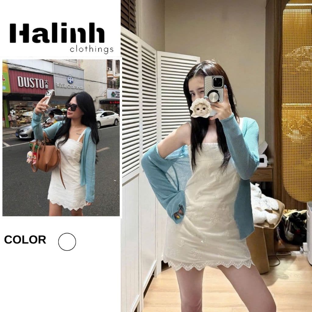 Váy suông thô boi vải thêu hoa dáng suông có dây buộc lưng eo by Halinh M426