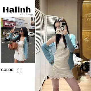Váy suông thô boi vải thêu hoa dáng suông có dây buộc lưng eo by Halinh M426