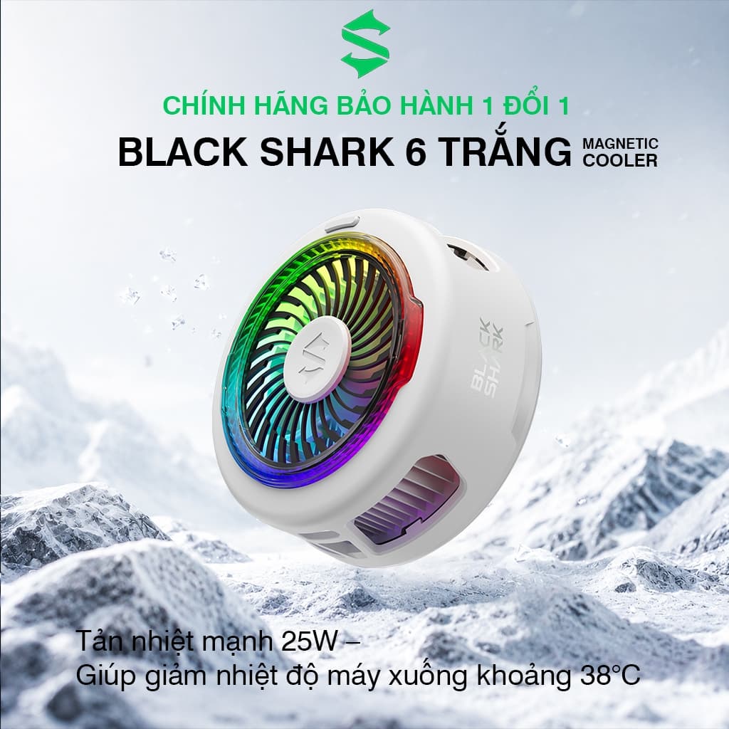 [Chính Hãng] [BH12T] Black Shark Magcooler 6 Trắng, Quạt tản nhiệt gaming Tùy Chỉnh App+Mode AI,25W Làm Mát Từ Tính BR60