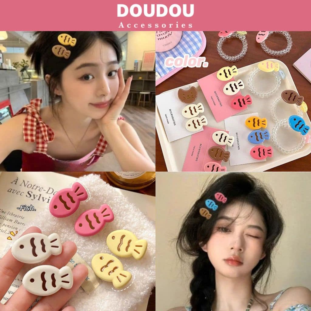 Set 2 Kẹp Tóc Cá Nhỏ Resin 4cm Doudou Kẹp Mái Nữ Hàn Quốc Kẹp Tóc Dễ Thương Phụ Kiện Tóc FJ118