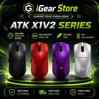 [NEW BH12T] Chuột Gaming Không Dây ATK X1 V2 Series, Nordic 54H20, PAW 3950 Ultra, 800mAh, 54g, Dongle GEM 8K