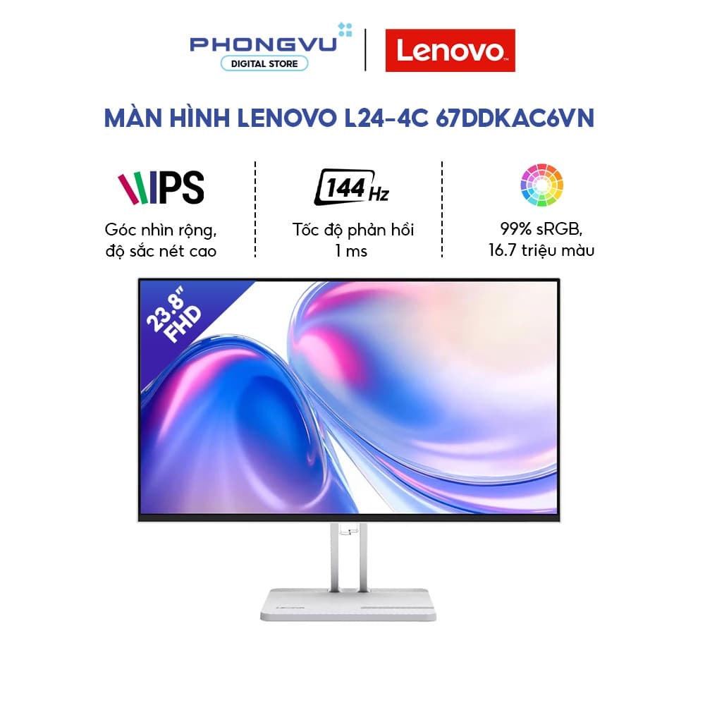 Màn Hình Lenovo L24-4C 67DDKAC6VN 23.8 Inch FHD IPS 144Hz, 1ms, Loa Tích Hợp, 99% sRGB - BH 36 Tháng