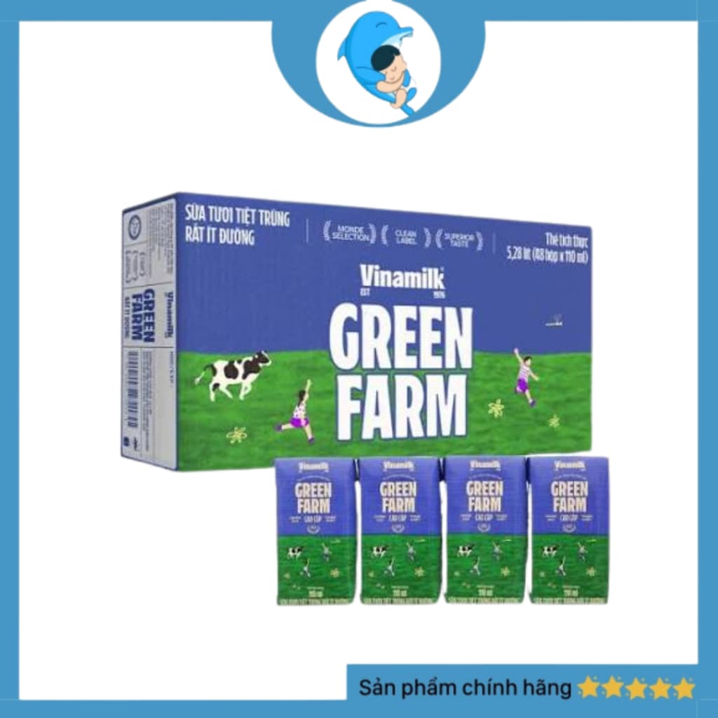 Vinamilk Green Farm Sữa Tươi Tiệt Trùng Rất Ít Đường Thùng 48 Hộp 110ml MECAHEO