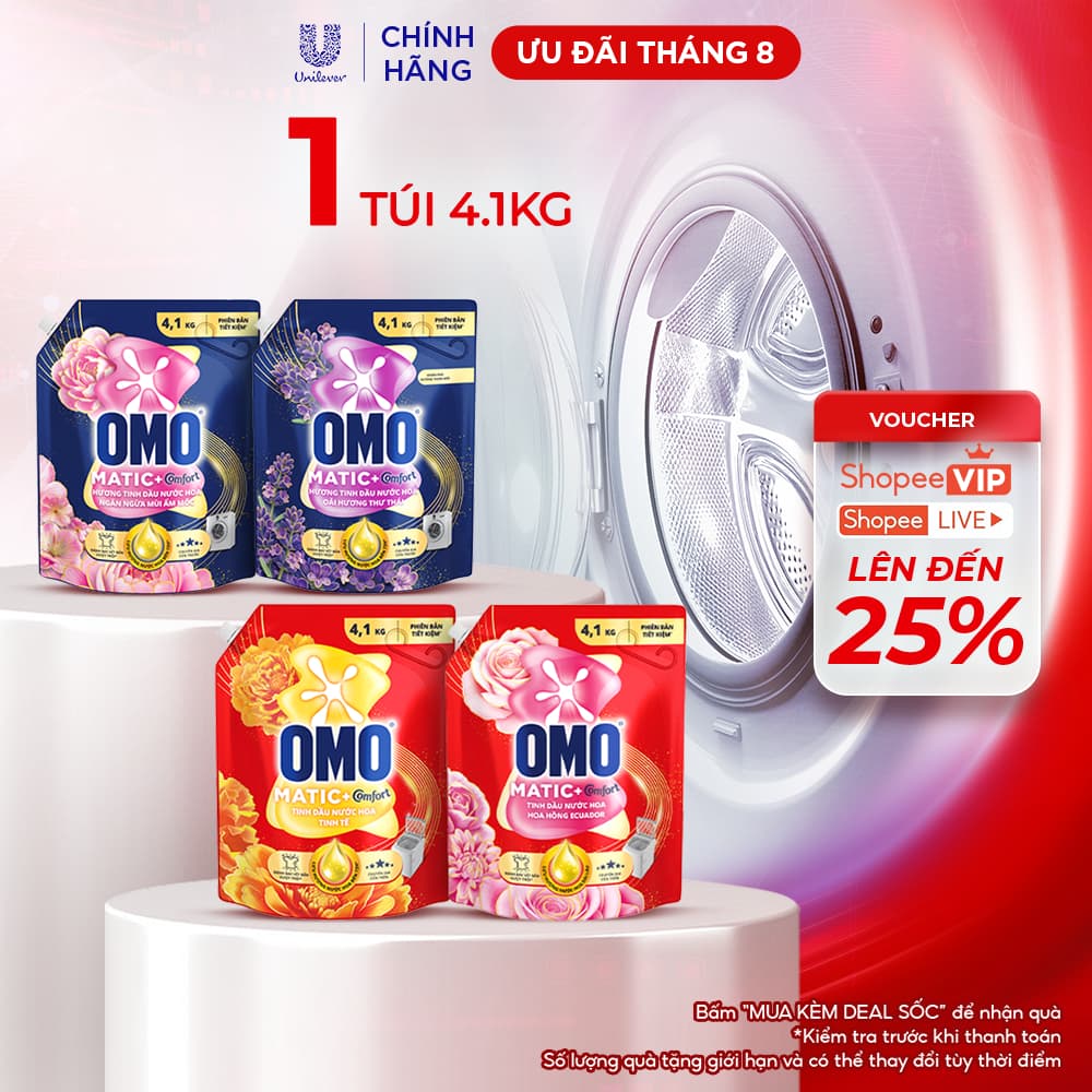 Nước giặt OMO Matic Hương Nước Hoa Comfort 4.1KG (túi)