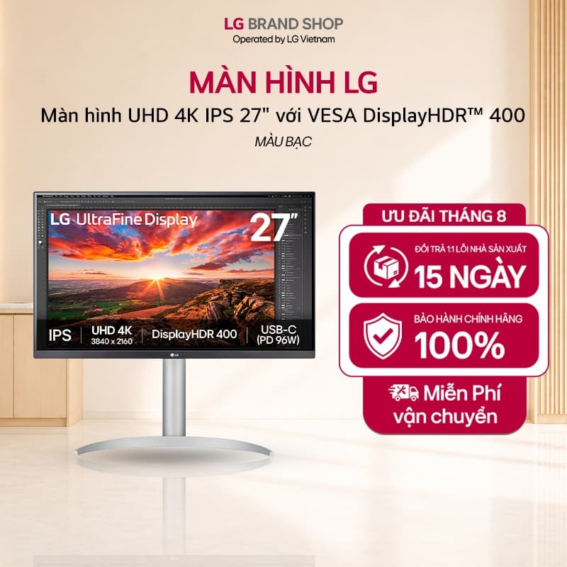 [Chỉ giao miền Bắc] 27UP850K-W.ATV- Màn hình gaming UHD 4K IPS 27" với VESA DisplayHDR™ 400
