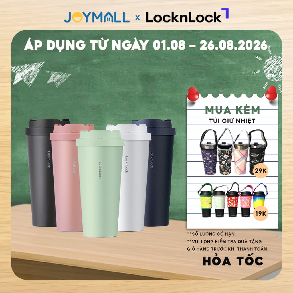 Ly giữ nhiệt LocknLock 550ml LHC3249 - Hàng chính hãng, mở nắp một chạm- JoyMall