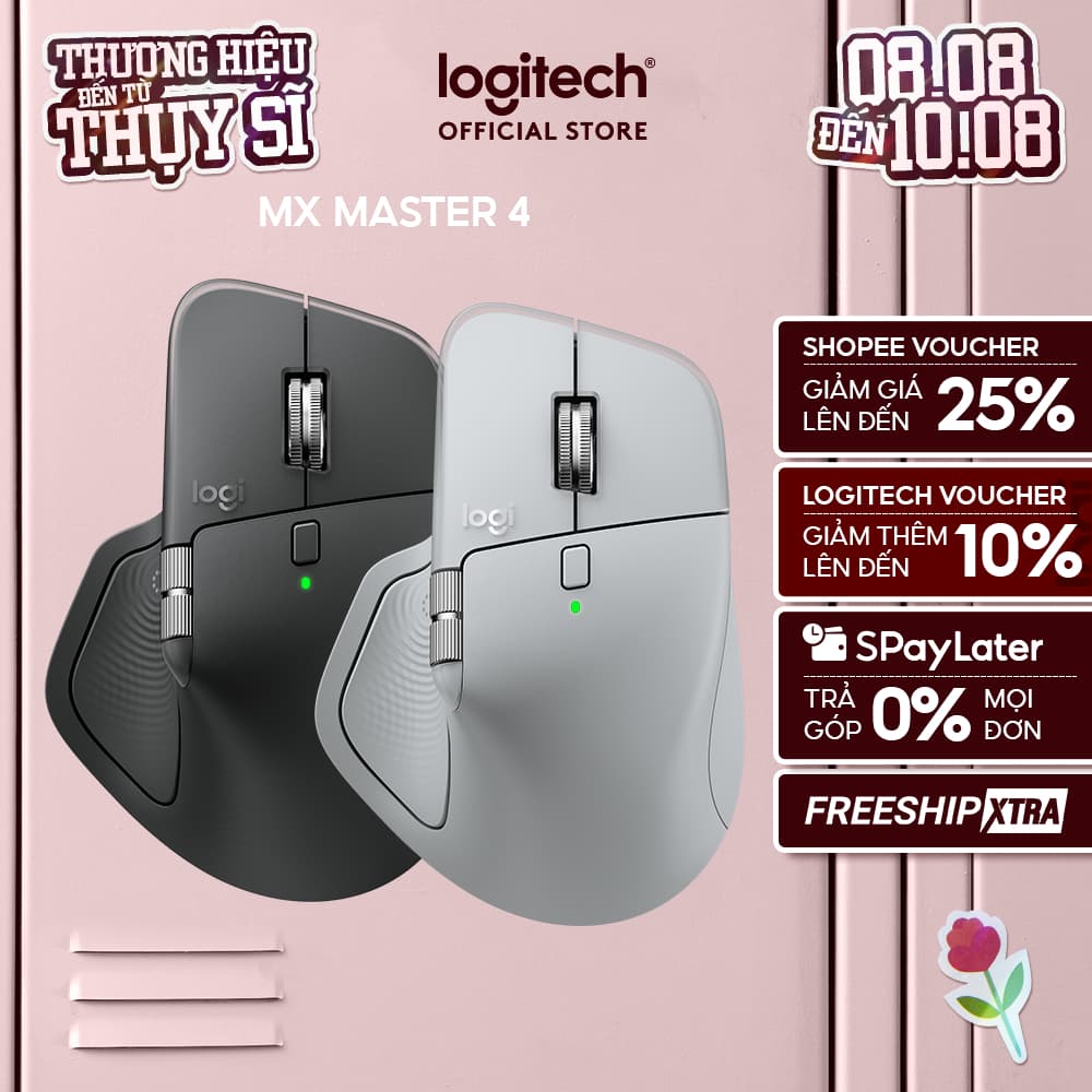 Chuột không dây công thái học Logitech MX Master 4 - Rung phản hồi, Cuộn siêu nhanh, Sạc USB-C