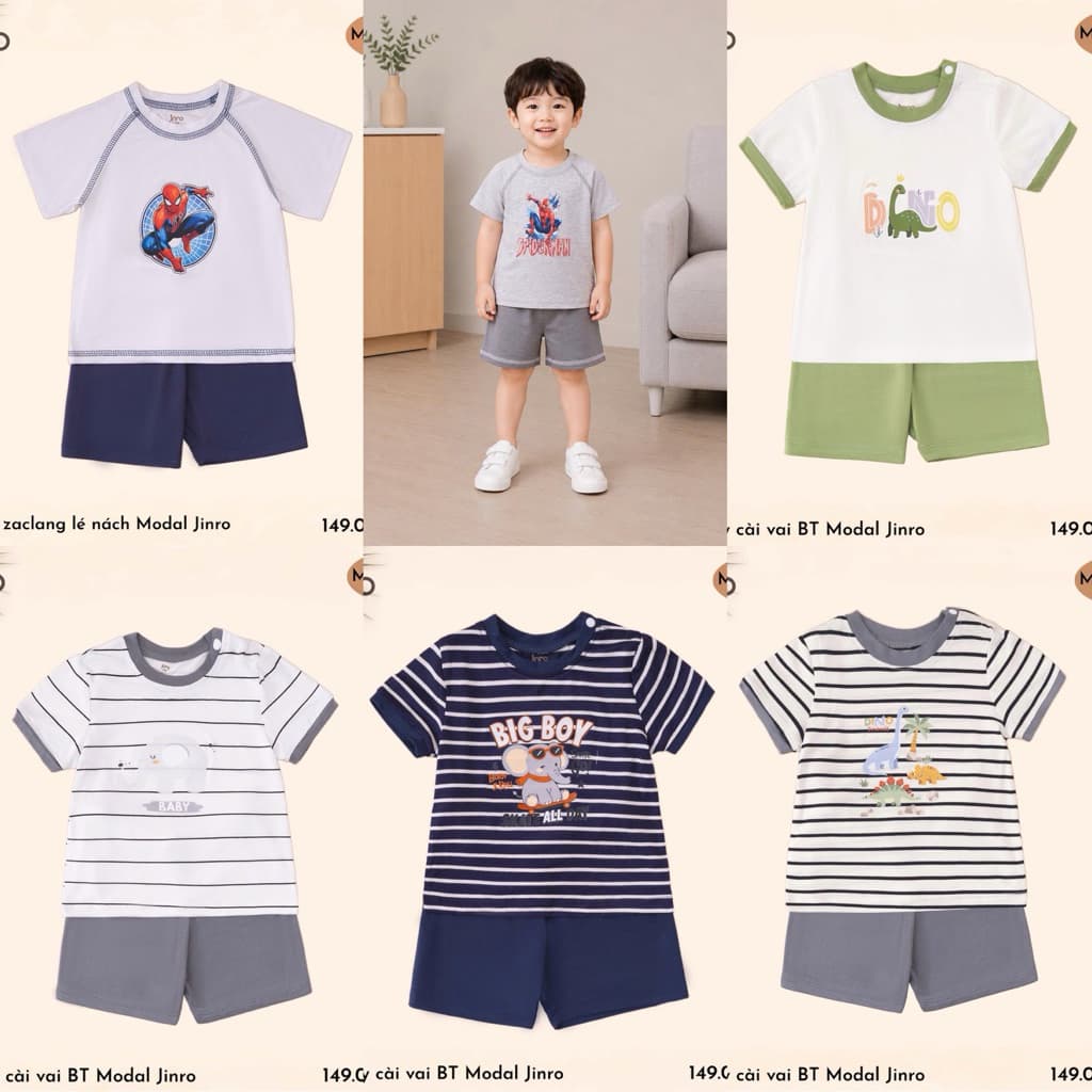 Bộ quần áo cộc tay hãng JINRO chất modal petit cho bé từ 9 tháng đến 4 tuổi