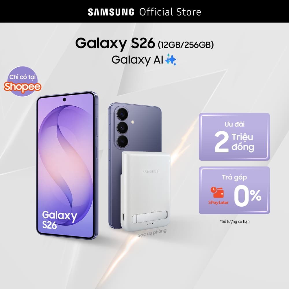 Điện thoại Samsung Galaxy S26, 12GB/256GB, Customized AP, AI Phone, Photo Assist, Creative Studio, 50MP Camera, 4300mAh
