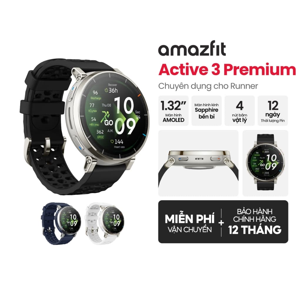Đồng hồ thông minh Amazfit  Active 3 Premium - Hàng chính hãng - Bảo hành 12 tháng