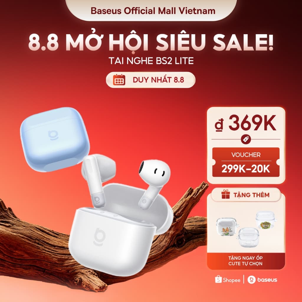 [Giá Sinh Viên - Chọn Là Mê!] Tai Nghe Baseus Bass BS2 Lite Bluetooth 6.0 &2 Mic AI Call Rõ, Nghe Nhạc, Tập Luyện Cực Đã