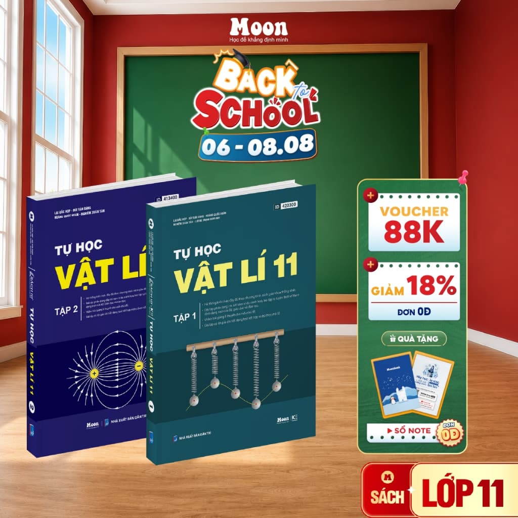 Sách tự học Vật lý lớp 11 tập 1 & tập 2 chương trình SGK mới - Moonbook