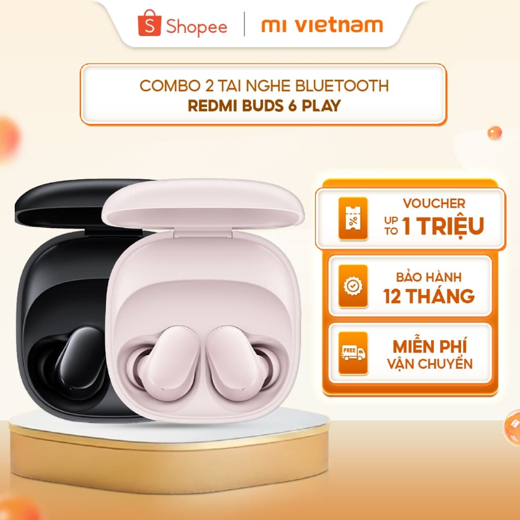 Combo 2 Tai Nghe Bluetooth Redmi Buds 6 PLay - Chống nước IPX4 - Bluetooth 5.4 - 5 chế độ EQ