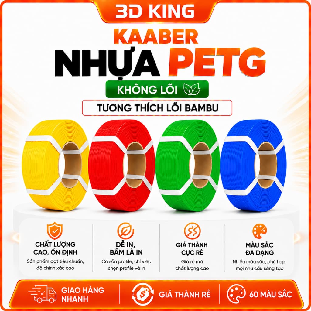 [GỒM VAT]  Nhựa In 3D PETG BASIC Không Lõi KAABER Giá Rẻ - Chất Lượng Cao - 3D KING HÀ NỘI