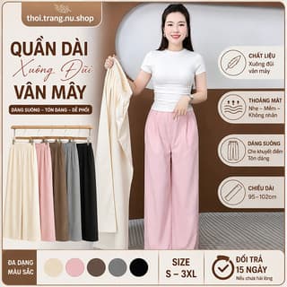 [Combo 2 quần] Quần Ống Suông Chất Đũi Cạp Chun Lưng Cao dài 95-102cm phong cách nhật chất nhẹ -mát Lên Dáng Siêu Xinh