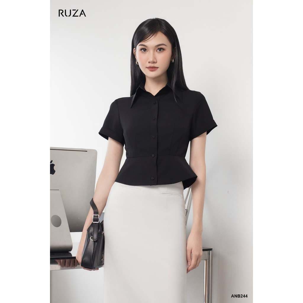 [HOT RESTOCK] Áo sơ mi nữ tay ngắn RUZA công sở thiết kế thanh lịch sang trọng ANB244