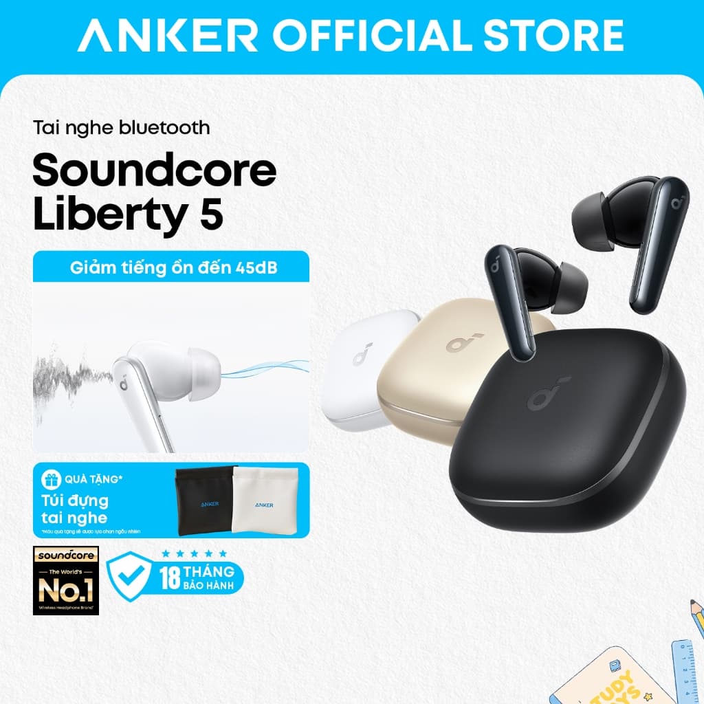 Tai nghe bluetooth soundcore Liberty 5、chống ồn chủ động mạnh、âm thanh Hi-Res