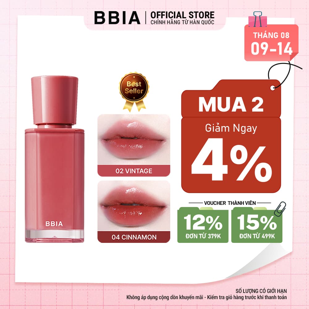 Son tint bóng căng mọng, trong trẻo BBIA Glow Tint
