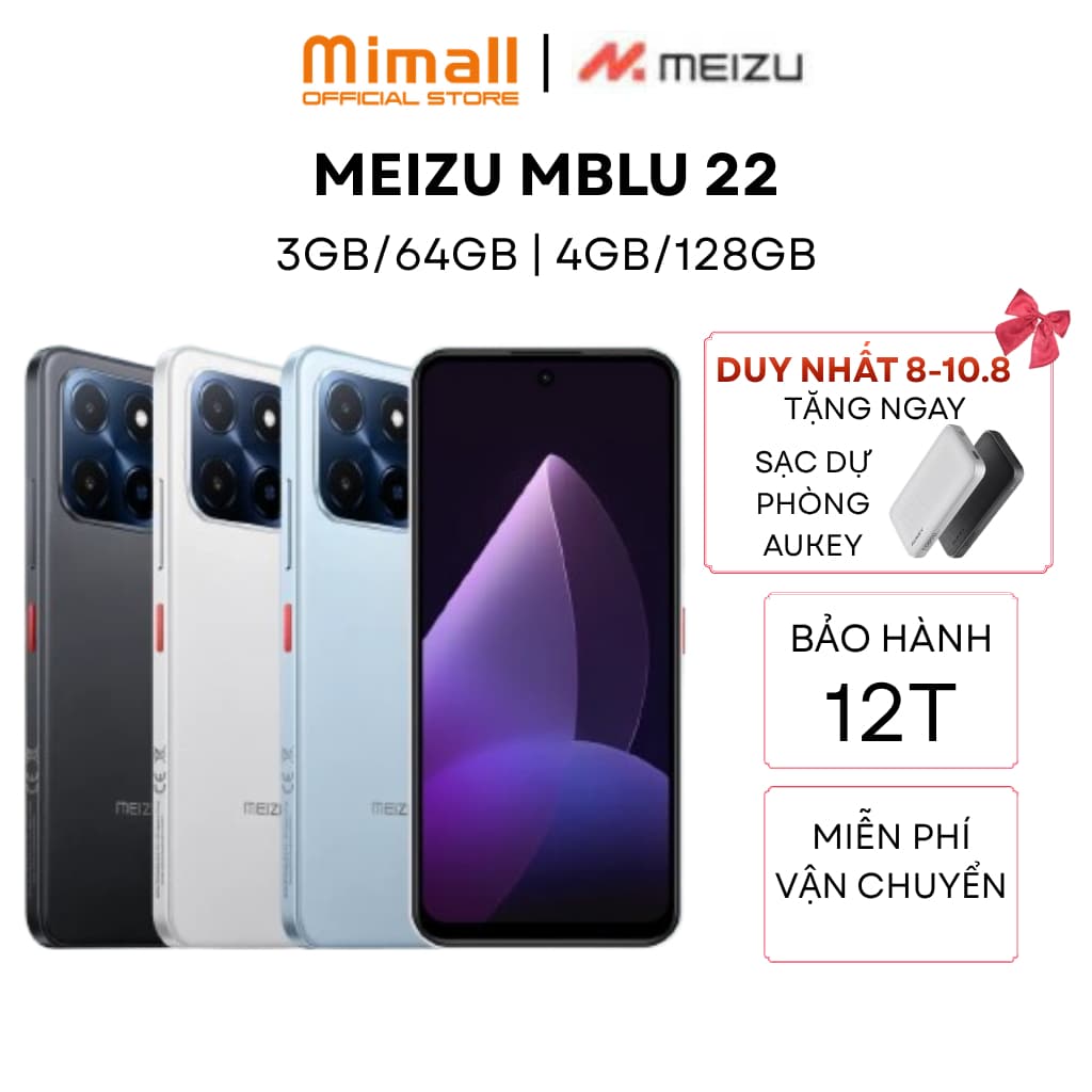 [Mới] Điện Thoại Meizu Mblu 22 l UNISOC SC9863A l Màn Hình 6.79" 90Hz l Pin 5000mAh | Chính hãng