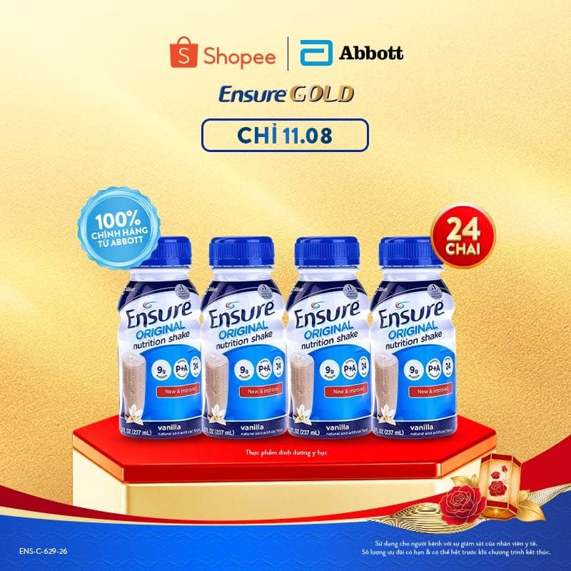 Thùng 24 chai Sữa nước Ensure Abbott 237ml/chai (bao bì thay đổi theo từng đợt nhập)