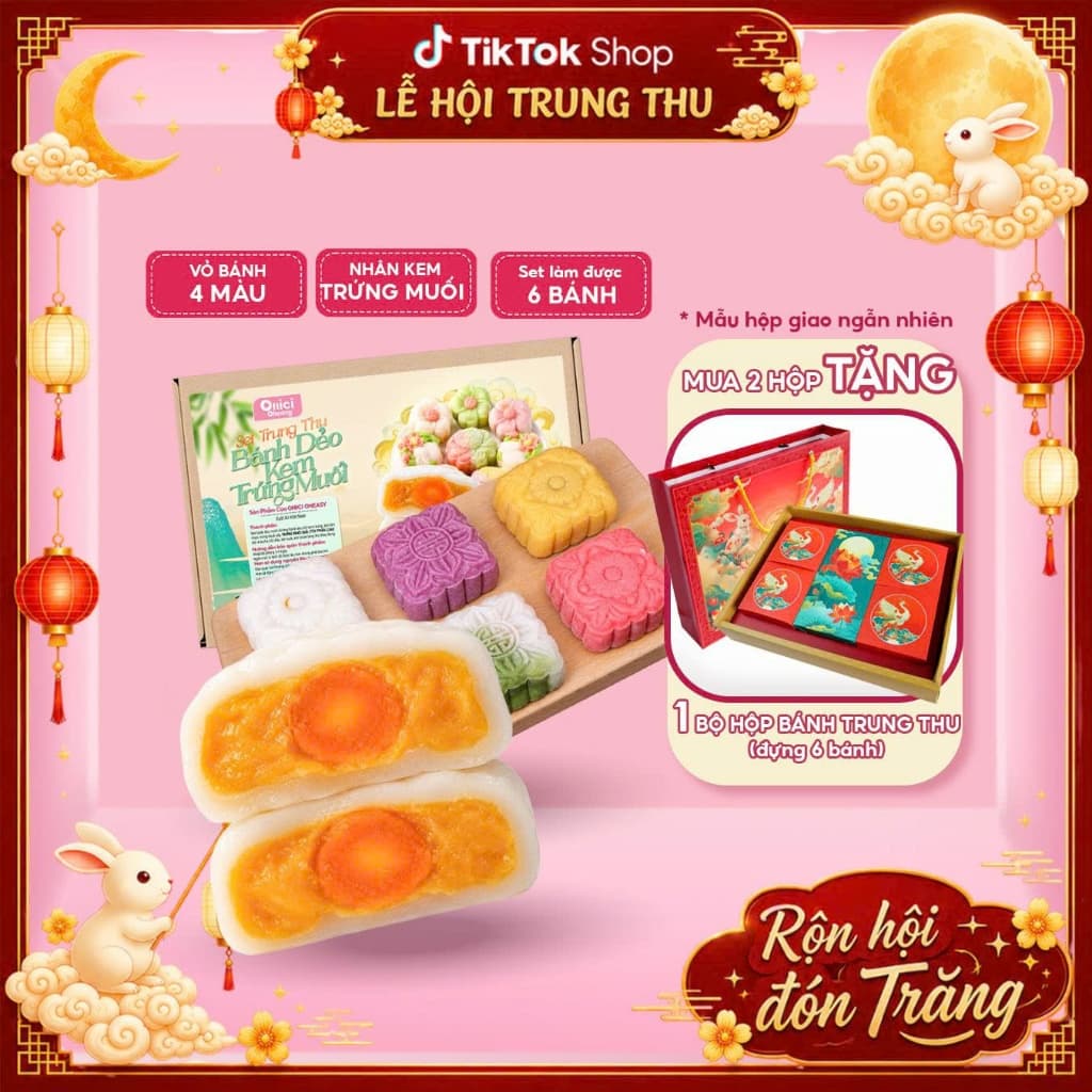 Set làm bánh trung thu dẻo kem trứng muối ONICI thành phẩm 6 bánh (100gr/bánh)