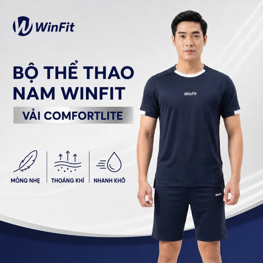 Bộ Quần Áo Thể Thao Nam WINFIT Vải ComfortLite - Đồ Bộ Nam Cộc Tay Form Dáng Basic Thoải Mái WBN004