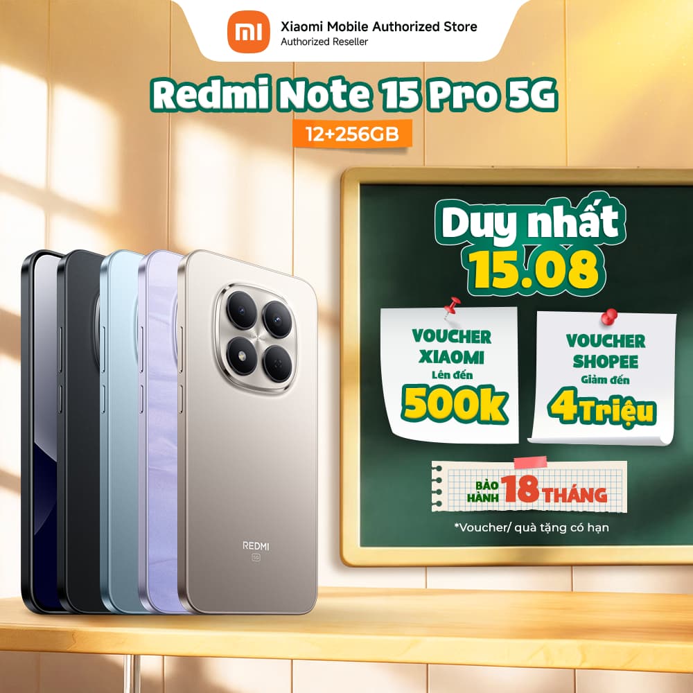 [Livestream] Điện thoại Redmi Note 15 Pro 5G (12+256GB) | Màn 6.83" 1.5K | MTD 7400-Ultra | Camera 200MP