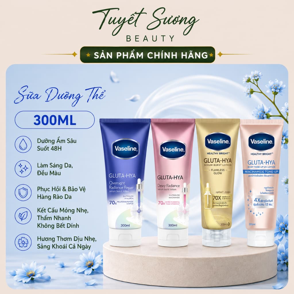 Sữa Dưỡng Thể chống nắng dưỡng da sáng rạng rỡ VASELINE 300ml ( Hàng Chính Hãng )