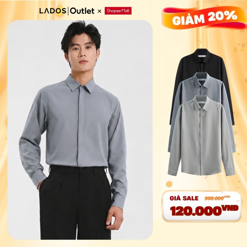 [OUTLET - KHÔNG ĐỔI TRẢ] Áo sơ mi nam dài tay dấu nút vải lụa chéo Hàn LADOS-8119 sang trọng, lịch sự
