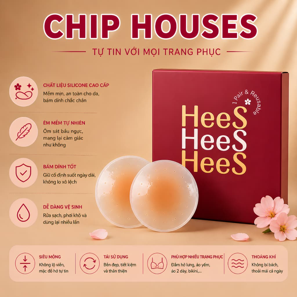 [4 CẶP GIÁ 99k] Miếng Dán Ngực Ultra Thin cao cấp siêu sử dụng nhiều lần, Dán Ti HeeS Siêu Dính H399