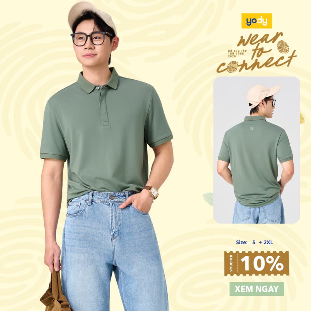 Áo Polo Nam Yody Dáng Slim Nẹp Giấu Cúc Thoáng Mát Mềm Mại MCPO26A032
