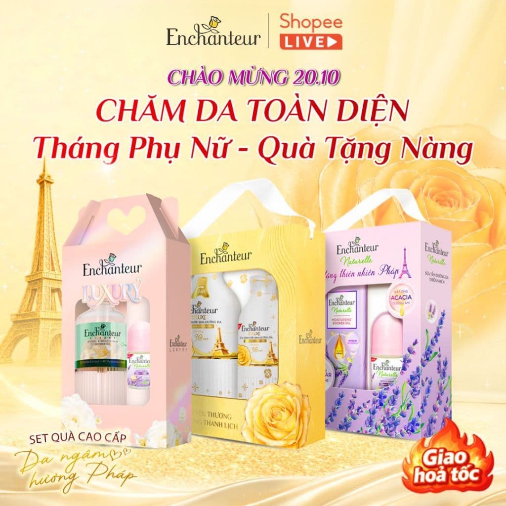 [LIVE] [HỘP QUÀ 20/10] Hộp Quà Tặng Cao Cấp Enchanteur Hương Nước Hoa Pháp Sang Trọng