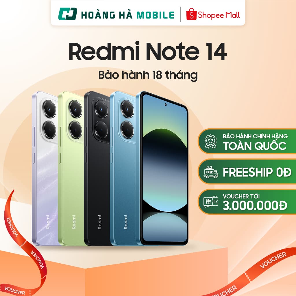 [Outlet S1] Điện thoại di động Xiaomi Redmi Note 14 4G/ 5G- Chính hãng (Nguyên Seal Chưa Active)