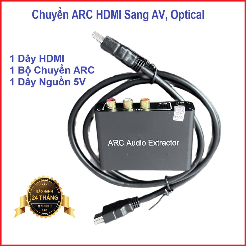 Bộ trích xuất âm thanh từ cổng ARC HDMI của Tivi xuống Loa cổng AV3.5, Hoa sen RL, Quang Optical