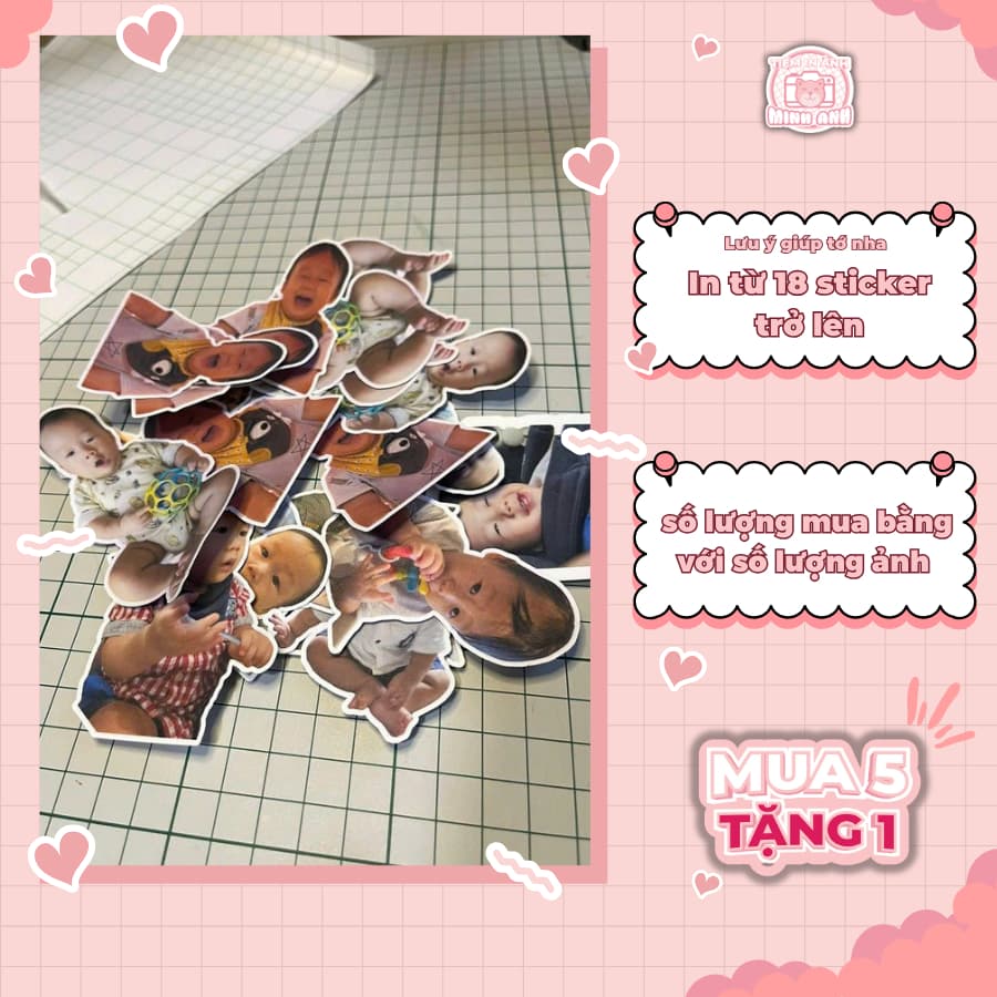 [In từ 20ảnh] in sticker theo yêu cầu,  không cán màng bảo vệ (khách tự cắt)