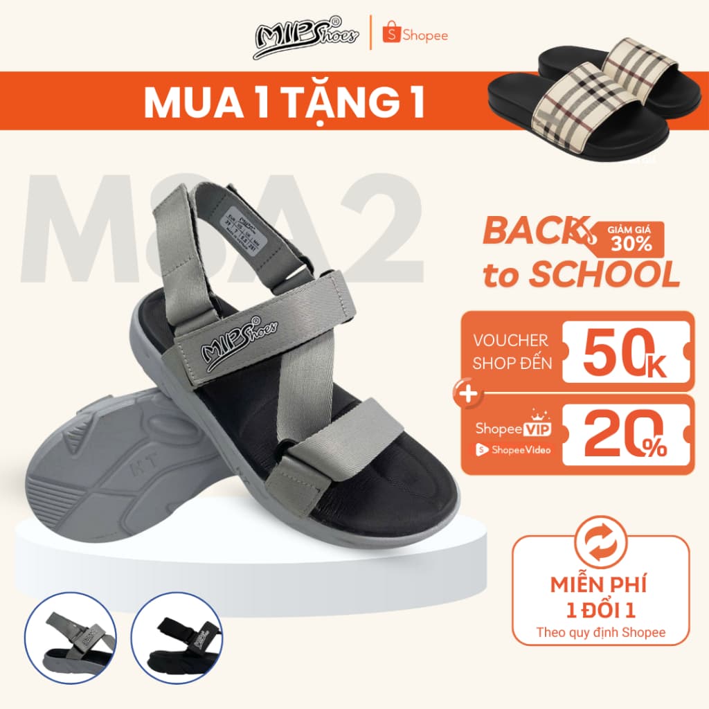 Giày Sandal Quai Chéo Nam Nữ Đi Học Unisex, Dép Quai Hậu Đế Phylon 4cm Nhẹ Êm M8A2 (Hết Quà)