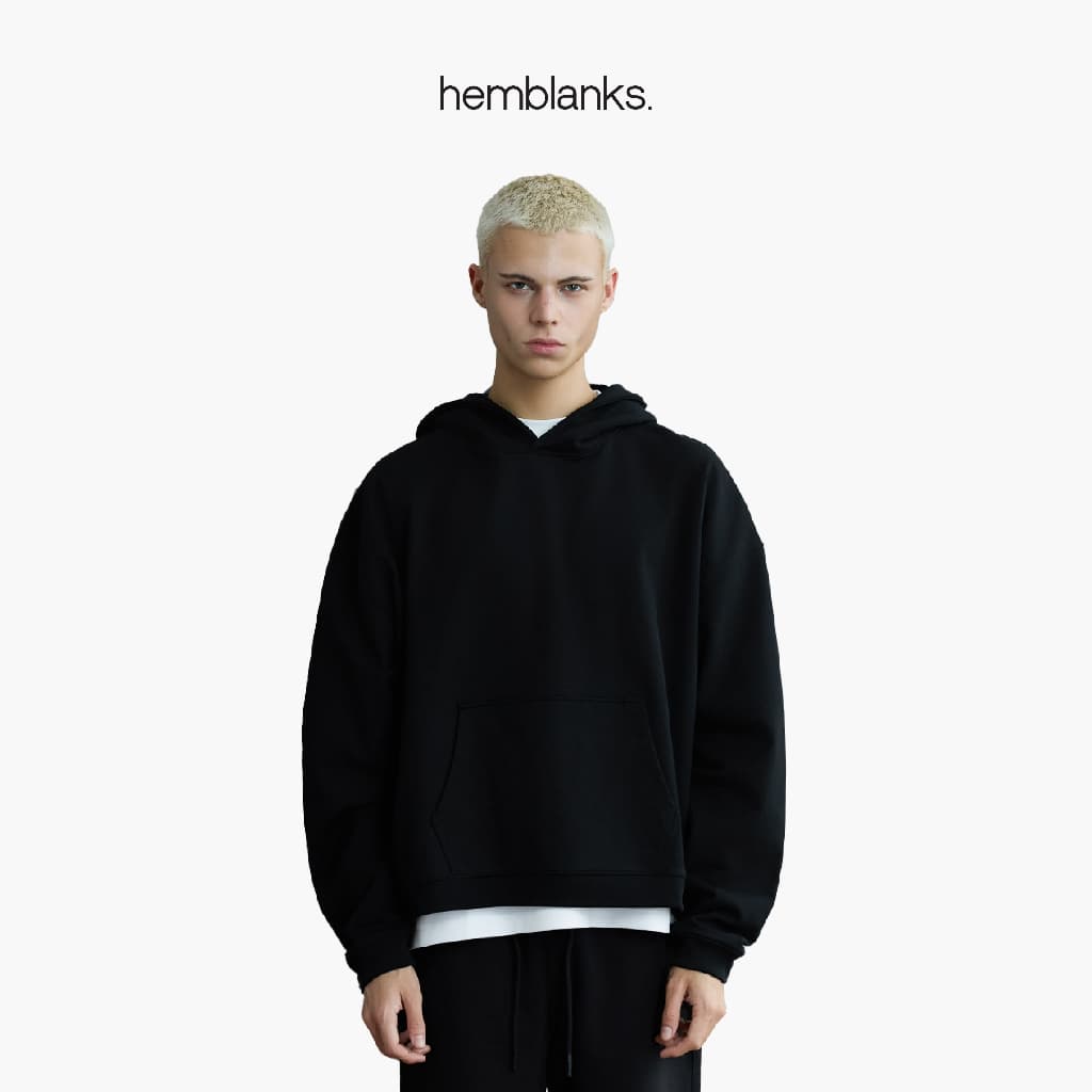 Áo Hoodie Oversize Boxy 0584 Hemblanks Hoodie Dày Dặn Unisex Cotton Cao Cấp, Form Rộng Cropped Streetwear
