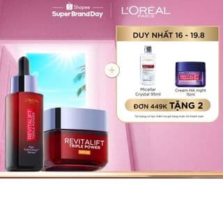 VB_Bộ dưỡng chất serum, kem dưỡng SPF25 peptides giảm nhăn, săn chắc da L'Oreal Paris Revitalift Triple Power 30ml, 50ml