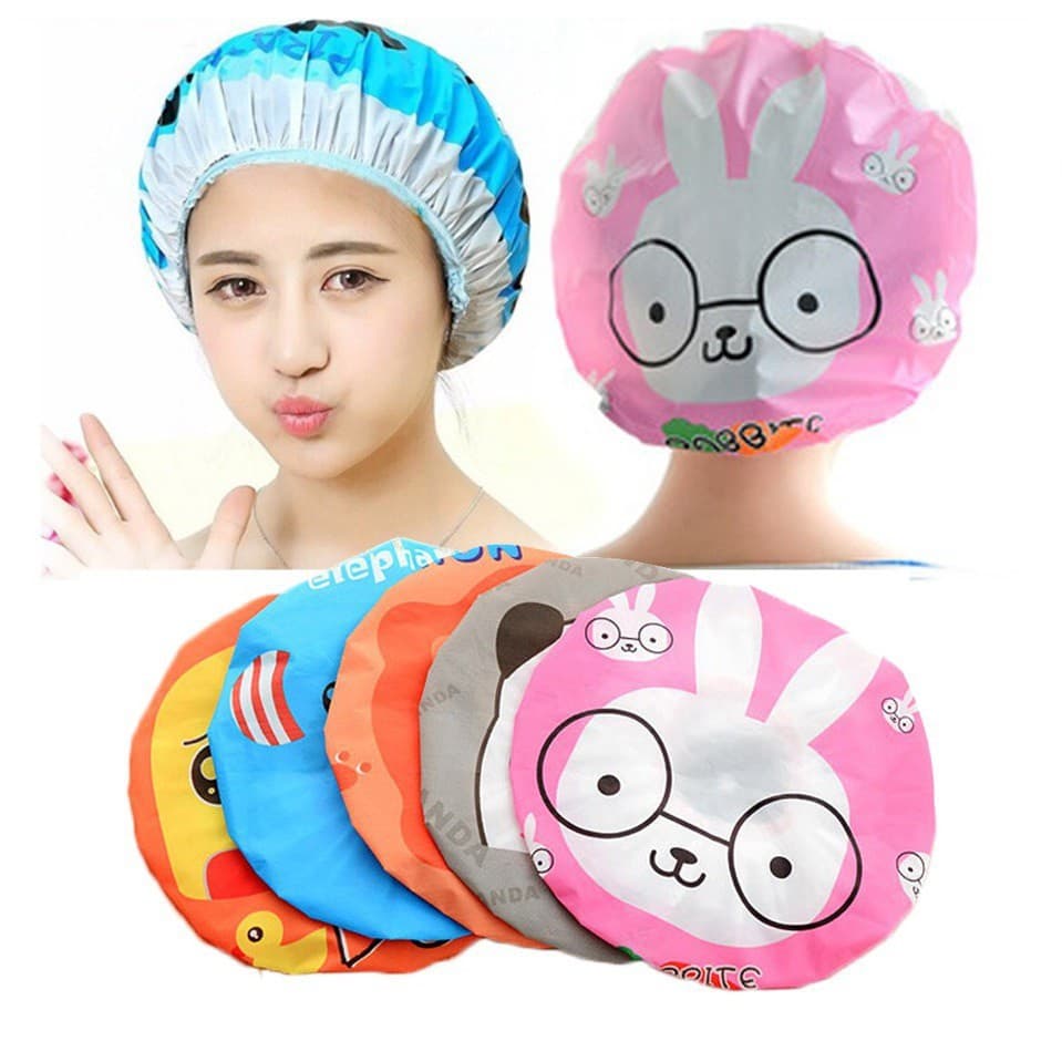 【COMBO 3/5 CÁI】 MŨ TRÙM TÓC NILON HOẠT HÌNH Trang Điểm Rửa Mặt Tiện Lợi Hình Thú Hoạt Hình Đáng Yêu - FHTV6 TGTK C20