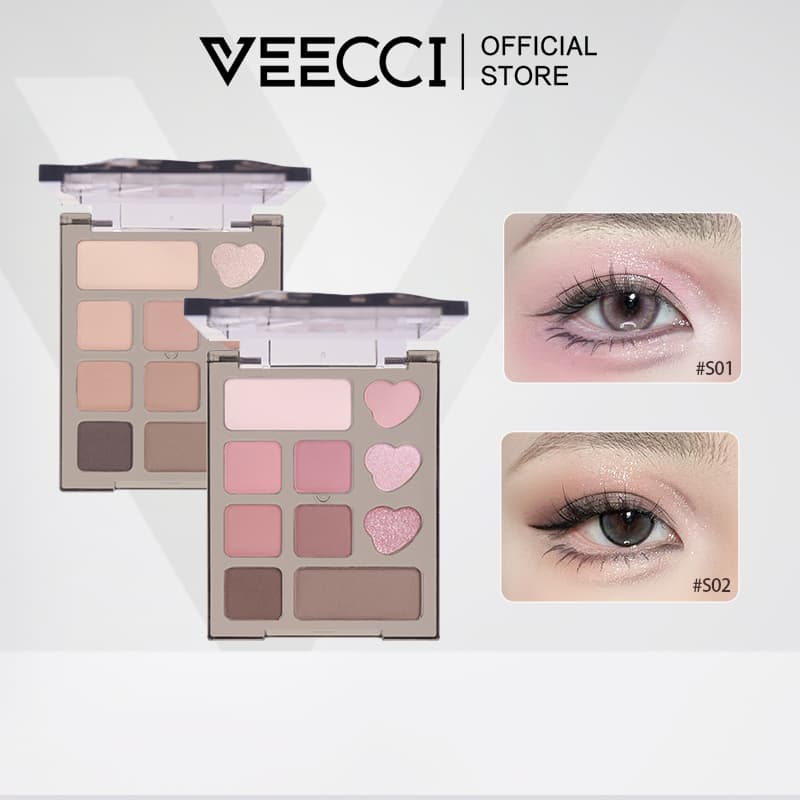 VEECCI Bảng Phấn Mắt 10 Ô Bảng Phấn Mắt Hồng Nhũ Lâu Dài Trang Năng Mịn Dễ Tán MINI 4.2g