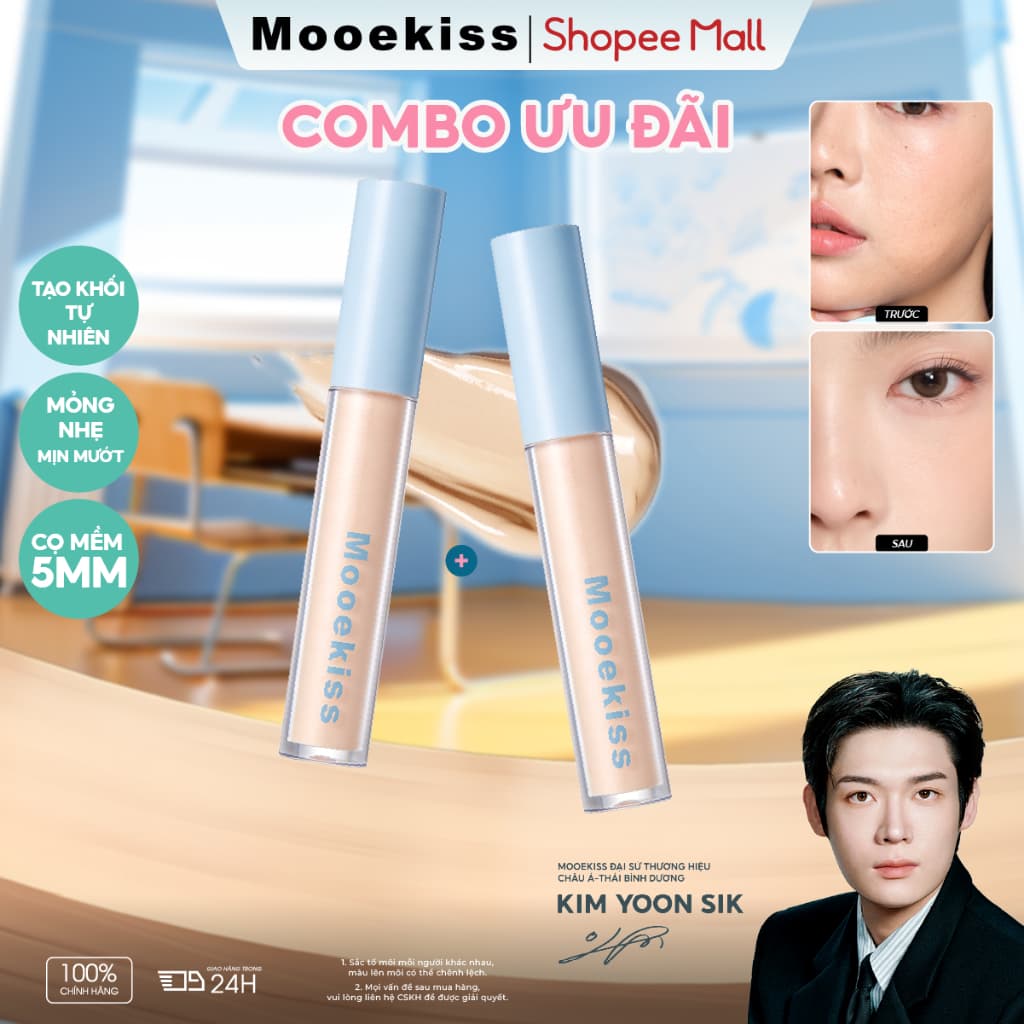 Kem Che Khuyết Điểm Mooekiss 6g, Che Quầng Thâm & Mụn, Lâu Trôi, Dễ Dùng, Tự Nhiên