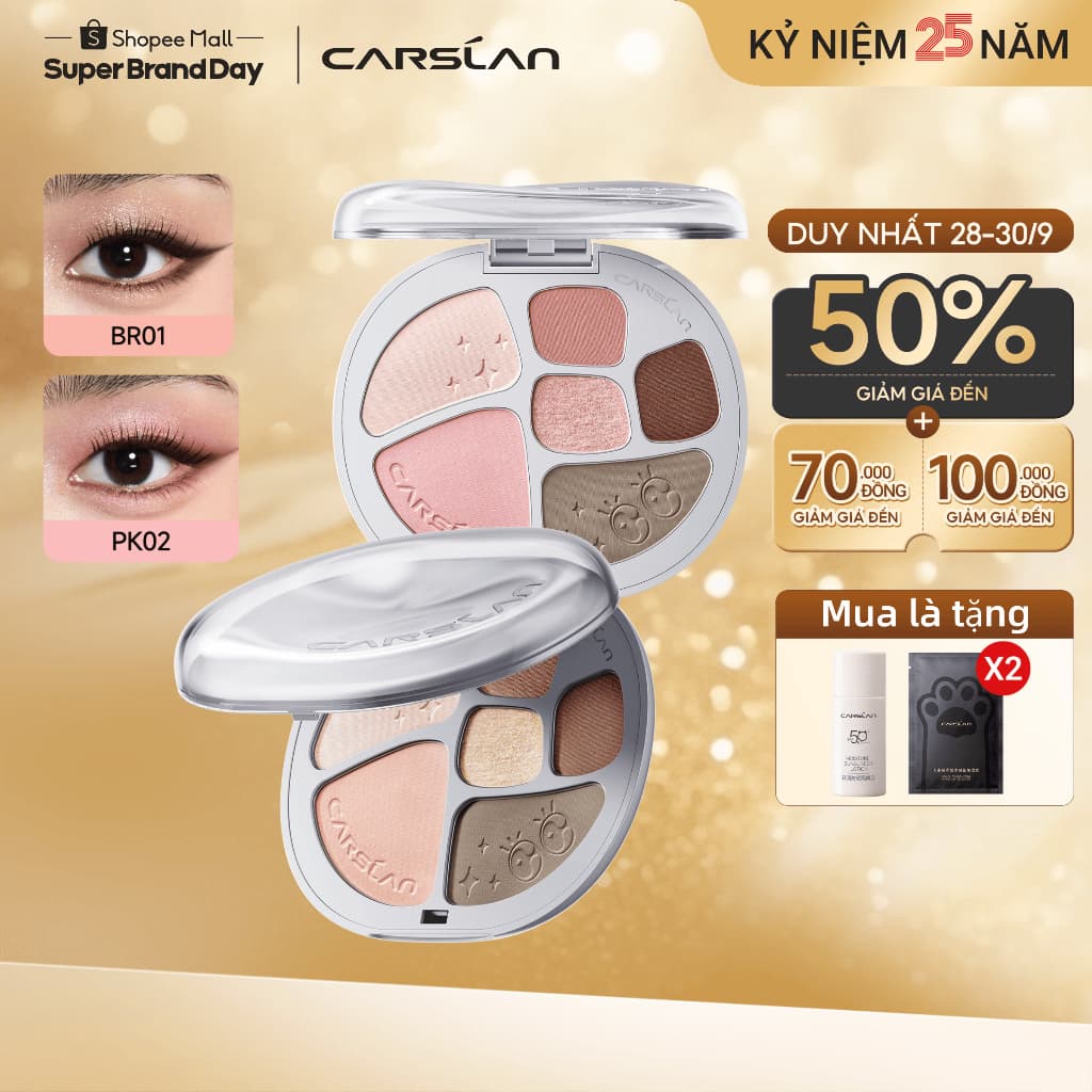 Bảng Phấn Mắt 6 Màu Carslan 9g Một Bảng Đa Năng Phù Hợp Cho Newbie