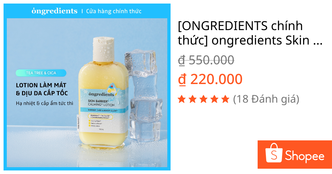 [ONGREDIENTS chính thức] ongredients Skin Barrier Cool Calming Lotion 100ml | Chuẩn bị trang điểm làm mát | Kem dưỡng da làm dịu cây trà
