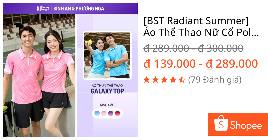 [BST Radiant Summer] Áo Thể Thao Nữ Cổ Polo Galaxy Top Today U Wear form suông, năng động chơi thể thao chạy bộ cầu lông