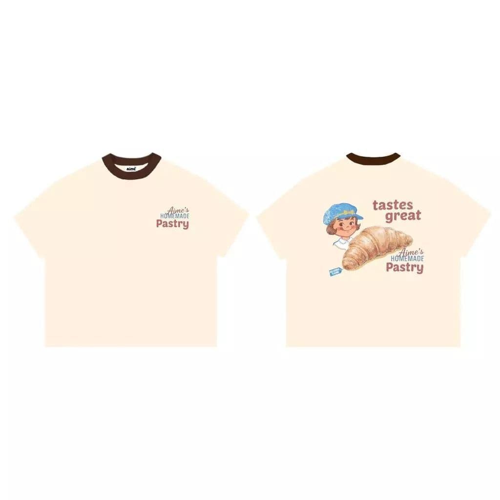 Áo thun boxy hình bánh ngọt dễ thương,áo phông lỡ tay Unisex chất cotton thoáng mát phong cách Hàn Quốc