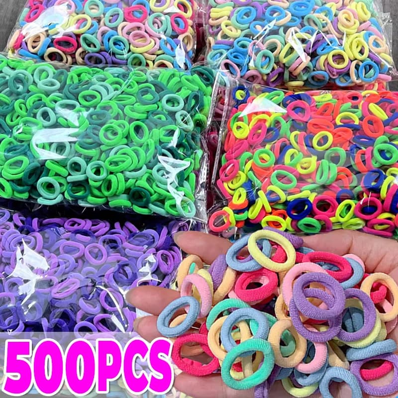 100-500 Chiếc Dây Buộc Tóc Co Giãn Nylon Nhiều Màu Sắc / Nữ Bé Gái Đuôi Ngựa Giá Đỡ Scrunchies / Dây Buộc Tóc Nhỏ Cho Trẻ Em