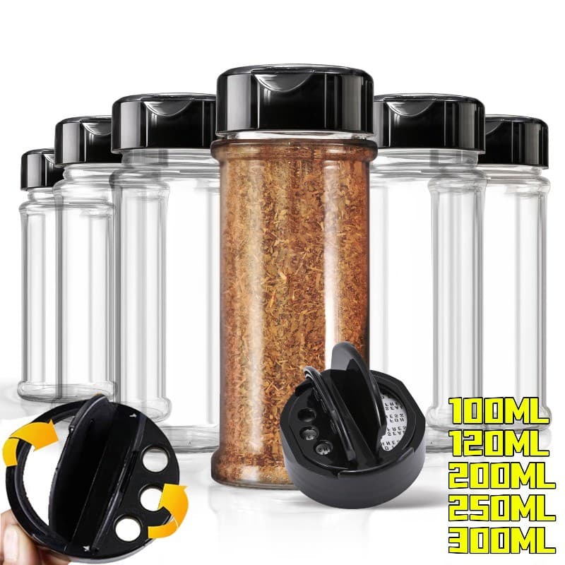 Chai gia vị trong suốt - Bình lắc tiêu muối Hộp đựng gia vị thịt nướng bằng nhựa - Hộp đựng bột nhà bếp gia đình