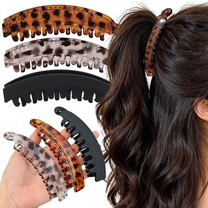 Kẹp Tóc Chuối Vintage Nữ - Kẹp Tóc Hình Cá Chống Trơn Trượt Đuôi Ngựa Giá Đỡ